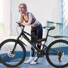 Load image into Gallery viewer, Adult Mountain Bikes 26 Inch Mountain Trail Bike High Carbon Steel Full Suspension MTB Speed Bicycles 6 Spoke 21 Speed Gears Dual Disc Brakes Outdoor Mountain Bicycle - US Stock

