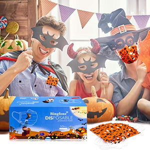 Disposable Face Masks, Halloween Face Mask 3 Layers Facial Safety Masks with Adjustable Elastic Ear Loop Disposable Respirator Safety Mouth Masks Dust Air Pollution Protection - 50Pcs