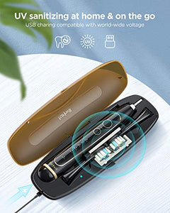 Fairywill PRO Electric Toothbrush, Ultra-Sonic Power Whitening Toothbrush with 5 Modes, Wireless Charging and Smart Timer, 8 Brush Heads with A Chargeable Travel Case