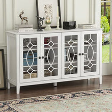 Load image into Gallery viewer, DiDuGo Sideboard Buffet Storage Cabinet with Glass Doors, Wood Buffet Cabinet with Shelves, Accent Furniture, for Dining Room Kitchen White (53.9”L x 15.7”W x 31.9”H)
