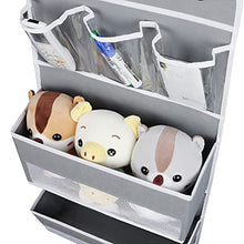 Load image into Gallery viewer, Univivi Door Hanging Organizer Nursery Closet Cabinet Baby Storage with 4 Large Pockets and 3 Small PVC Pockets for Cosmetics, Toys and Sundries (Grey)
