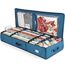 Load image into Gallery viewer, Hearth &amp; Harbor Wrapping Paper Storage Container - Christmas Storage Bag with Interior Pockets - Gift Wrapping Organizer Storage Fits Up to 22 Rolls of 40" - Tear Proof  Wrapping Paper Organizer

