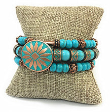 Load image into Gallery viewer, Blue Howlite Turquoise &amp; Copper Southwestern Tribal Jewelry for Men Women Bracelet
