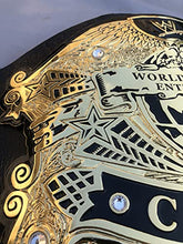 Load image into Gallery viewer, Undisputed World Wrestling Championship Gold Plated Big Adult Size Black Genuine Leather Replica Zinc Belt with WW logo
