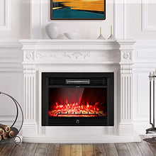 Load image into Gallery viewer, COSTWAY Electric Fireplace 28.5-Inch Wide, 750W/1500W Wall Recessed and Freestanding Fireplace with 3 Flame Colors, 5 Brightness Settings, 8 H Timer, Remote Control, Fireplace Heater for Indoor Use
