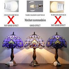 Load image into Gallery viewer, Tiffany Lamp W12H18 Inch Blue Purple Baroque Style Stained Glass Lavender Lampshade Lighting Antique Base for Living Room Bedroom Bedside Desk Table Lamp S003C WERFACTORY
