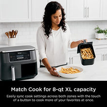 Load image into Gallery viewer, Ninja DZ201 Foodi 8 Quart 6-in-1 DualZone 2-Basket Air Fryer with 2 Independent Frying Baskets, Match Cook &amp; Smart Finish to Roast, Broil, Dehydrate &amp; More for Quick, Easy Meals, Grey
