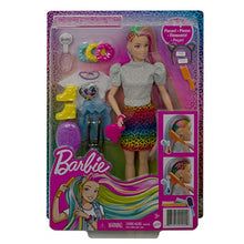 Load image into Gallery viewer, Barbie Leopard Rainbow Hair Doll (Blonde) with Color-Change Hair Feature, 16 Hair &amp; Fashion Play Accessories Including Scrunchies, Brush, Fashion Tops, Cat Ears, Cat Purse &amp; More
