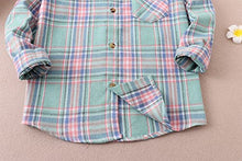 Load image into Gallery viewer, Girls Flannel Shirts Long Sleeve Girls Button Down Shirt Kids Western Shirts Cute Shirts for Girls Plaid Shirt for Girls Spring Shirts Light Blue
