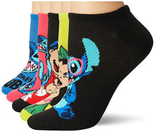 Load image into Gallery viewer, Disney womens Lilo &amp; Stitch 5 Pack No Show Casual Sock, Assorted Bright, Fits Sock Size 9-11 Fits Shoe Size 4-10.5 US

