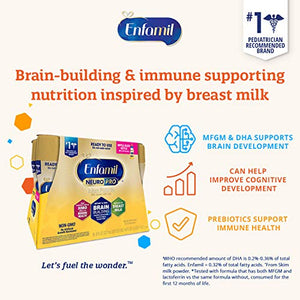 Enfamil NeuroPro Ready to Feed Baby Formula Milk, 8 Fluid Ounce (24 Count) - MFGM, Omega 3 DHA, Probiotics, Iron & Immune Support