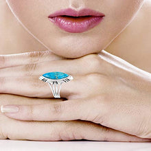Load image into Gallery viewer, Turquoise Ring Sterling Silver 925 Genuine Gemstones Size 6 to 11 (Turquoise, 10)

