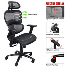 Load image into Gallery viewer, Komene Ergonomic Mesh Office Chair, High Back Computer Chairs with Adjustable Headrest backrest, 3D Flip-up Arms, Swivel Executive Chairs More Comfortable for Height Under 5′11″
