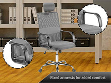 Load image into Gallery viewer, Halter Ergonomic Executive Mesh Office Chair with Headrest, Thick, Compact Seat Cushion, Smooth-Glide Wheels, Durable Chrome Base, Easy Assembly (Dark Gray)
