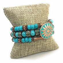 Load image into Gallery viewer, Blue Howlite Turquoise &amp; Copper Southwestern Tribal Jewelry for Men Women Bracelet
