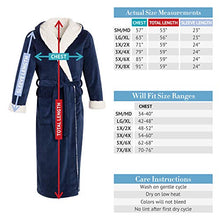 Load image into Gallery viewer, Alexander Del Rossa Men’s Robe, Big and Tall Plush Fleece Hooded Bathrobe with Two Large Front Pockets and Tie Closure, Steel Gray with Sherpa, Small-Medium
