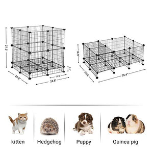 SONGMICS Pet Playpen Includes Zip Ties, Upgrade Customizable Animal Fence with Storage, Door, Metal Wire Pen Fence for Small Animals, Bunnies, Rabbits, Puppy Guinea Pigs, for Indoor Use ULPI03H