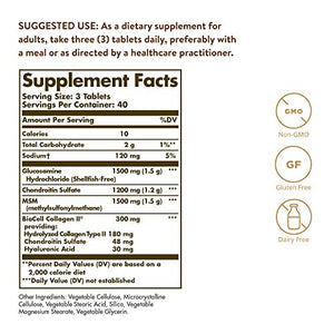 Solgar Glucosamine Hyaluronic Acid Chondroitin MSM, 120 Tablets - Pack of 2 - Supports Healthy Joints, Range of Motion & Flexibility - Shellfish Free - Non-GMO, Gluten Free - 80 Total Servings