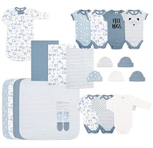 The Peanutshell 23 Piece Essential Layette Gift Set in Blue for Baby Boys, Fits Newborn to 3 Month