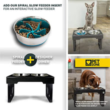 Load image into Gallery viewer, Pet Zone Designer Diner Adjustable Elevated Dog Bowls - Adjusts to 3 Heights, 2.75”, 8", &amp; 12'' (Raised Dog Dish with Double Stainless Steel Bowls) Black
