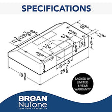 Load image into Gallery viewer, Broan-NuTone BCSQ130SS Three-Speed Glacier Under-Cabinet Range Hood with LED Lights ADA Capable, 1.5 Sones, 375 Max Blower CFM, 30", Stainless Steel
