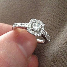 Load image into Gallery viewer, 1ct Cushion Halo Diamond Engagement Ring 14K White Gold - Size 4.5
