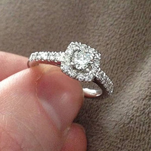 1ct Cushion Halo Diamond Engagement Ring 14K White Gold - Size 4.5