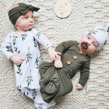 Load image into Gallery viewer, Baby Knotted Gowns, Infant Stretchy Swaddle and Hat Set, Newborn Girl Boy Long Sleeves Sleep Sack Suit 0-6 Months, Coming Home Outfits Sleeper Photography Props
