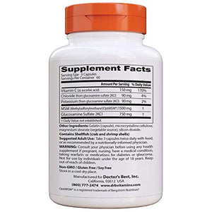 Doctor's Best Synergistic Glucosamine MSM with OptiMSM, Non-GMO, Gluten Free, Soy Free, Joint Support, 180 Caps (DRB-00070)