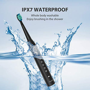 Electric Toothbrush - Dentist Recommended Smart Sonic Toothbrush with 5 Modes, 8 Dupont Brush Heads & Travel Case Included, USB Fast Charging, Black
