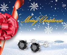 Load image into Gallery viewer, Sunnyshopday 18ct White Gold Plated on Sterling Silver Base Black Obsidian,Earring Stud with Gift Box,Men Women
