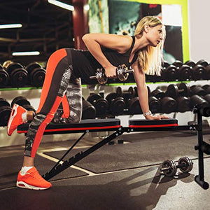 Weight Bench Adjustable Bench Press for Full Body Workout Foldable Incline/Decline Strength Training Fitness Benches with Resistance Bands for Home Gym Exercise