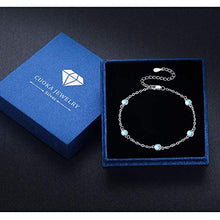 Load image into Gallery viewer, Moonstone Bracelets 925 Sterling Silver Rainbow Round Moonstone Girl Bracelet Moonstone Jewellery for Women
