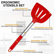 Load image into Gallery viewer, LIANYU 27 PCS Kitchen Utensils Set with Holder, Silicone Cooking Utensils Spatula Set with Stainless Steel Handle, Kitchen Cooking Gadgets Tools for Nonstick Cookware Set, Heat Resistant, Red
