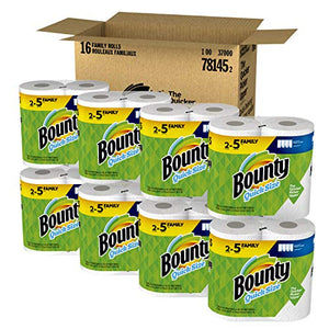 Bounty Quick-Size Paper Towels, White, 16 Family Rolls = 40 Regular Rolls