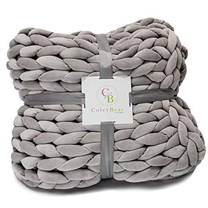 ColeyBear Weighted Chunky Knit Blanket for Home Decor, Bedroom Decor, and Boho Decor | Chunky Yarn Weighted Blankets 100% Guaranteed Not to Shed | Weighted Blanket | Queen Blanket 60" X 80"