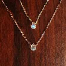 Load image into Gallery viewer, Moonstone Necklace, Handmade Genuine Rainbow Moonstone with Rose Gold Plated Sterling Silver Chain 16”-18” for Women or Girl
