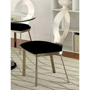 HomeRoots Benjara Benzara BM131327, Set of Two, Black Valo Contemporary Side Chair, Chrome