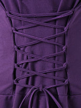 Load image into Gallery viewer, Gemijack Womens Renaissance Costumes Hooded Robe Lace Up Vintage Pullover High Low Long Hoodie Dress Cloak Purple
