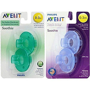 Philips Avent Soothie Pacifier,Blue and Green, 0-3 Months, 4 count