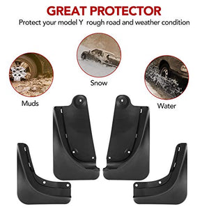 BASENOR Tesla Model Y Mud Flaps Splash Guards (Set of Four) No Need to Drill Holes