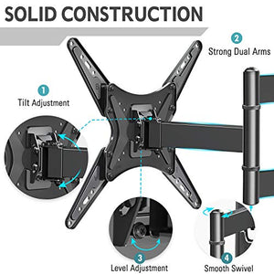 MOUNTUP TV Wall Mount, Full Motion Tilting TV Mount Bracket for Most 26-55 Inch Flat Curved TVs with Articulating Arms, Wall Mount TV Bracket with Max VESA 400X400mm and 88lbs, Fits Single Stud MU0014