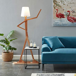 HROOME Modern Contemporary Decorative Wood Floor Lamp Reading Standing Adjustable Light for Kids Boys Girls Living Room Bedroom Office Farmhouse - with LED Bulb (Ash)