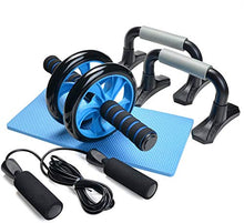 Load image into Gallery viewer, Odoland 4-in-1 AB Wheel Roller Kit AB Roller Pro with Push-Up Bar, Jump Rope and Knee Pad - Perfect Abdominal Core Carver Fitness Workout for Abs - Home Gym Workout
