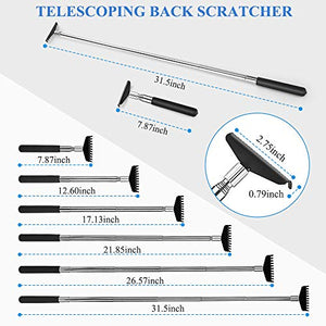 Oversized Portable Extendable Back Scratcher, Upgraded Metal Stainless Steel Telescoping Back Scratcher Tool with Canvas Carrying Bag (Black)