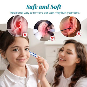 WAXIWAY Q-Grips Ear Wax Remover Kit | 3-in-1 Ear Cleaner + Silicone Ear Wax Removal Tool w/ 16 Replacement Ear Cleaner Spiral Tips | Reusable Q Grip Earwax Removal Kit Safe for Adults, Kids & Toddlers