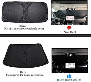 Chirano Front Windshield Sunshade & Lifting Jack Pad Specially Designed for Tesla Model 3/ Model Y