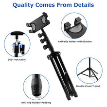 Load image into Gallery viewer, iPad Stand Tablet Tripod Stand,360 Rotating iPad Tripod Mount for Phone and iPad of 4.7-13&quot;, Adjustable 62&quot; Tablet Tripod Holder with Bluetooth Remote Control for iPad Air,iPad Pro,iPhone,Kindle
