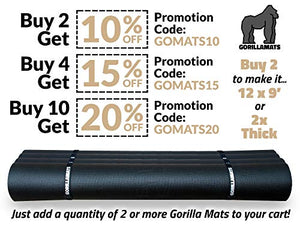 Premium Extra Large Exercise Mat - 9' x 6' x 1/4" Ultra Durable, Non-Slip, Workout Mats for Home Gym Flooring - Plyo, MMA, Cardio Mat - Use with or Without Shoes (108" Long x 72" Wide x 6mm Thick)