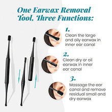 Load image into Gallery viewer, WAXIWAY Q-Grips Ear Wax Remover Kit | 3-in-1 Ear Cleaner + Silicone Ear Wax Removal Tool w/ 16 Replacement Ear Cleaner Spiral Tips | Reusable Q Grip Earwax Removal Kit Safe for Adults, Kids &amp; Toddlers
